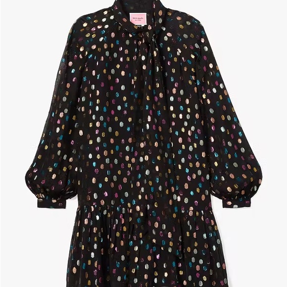 Kate Spade Metallic Holiday Dots Tie-neck Shift Dress NWT - XXL - Picture 1 of 8